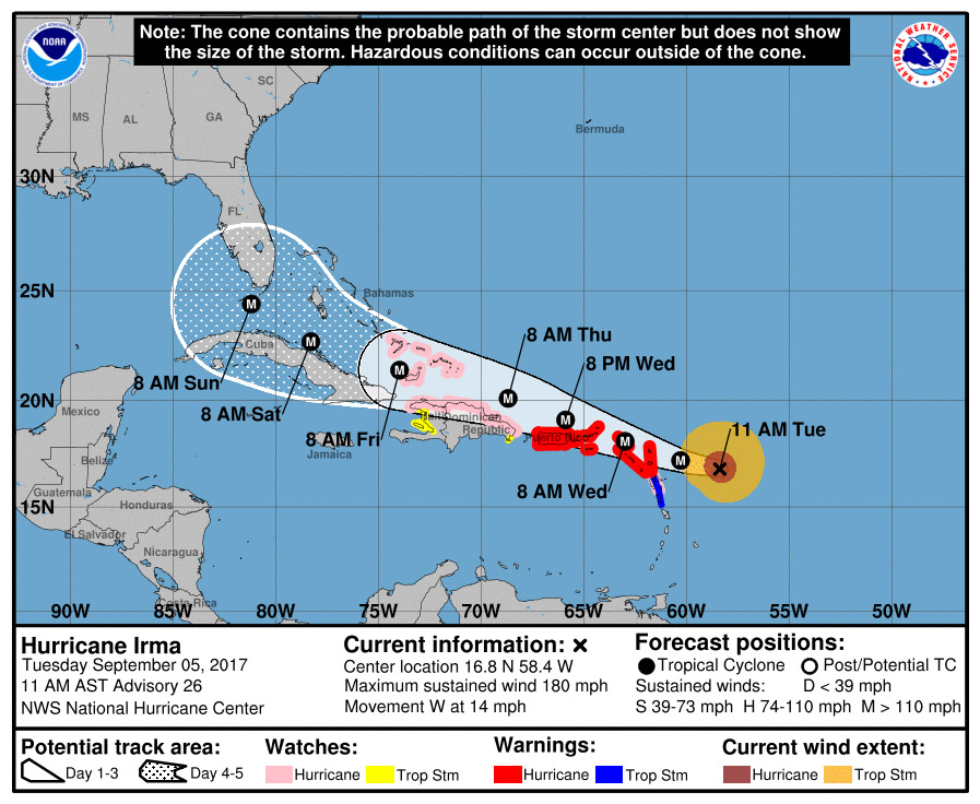 Irma Storm Map from September 5th, 2017